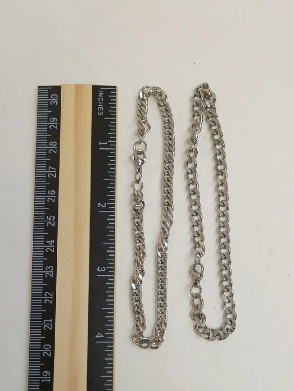 Curb Chain Bracelet Set Silver Tone Link Stack Layered 2 Piece